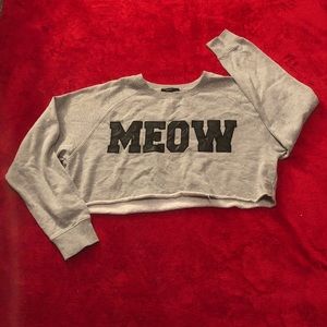 Cropped “MEOW” Crewneck Sweatshirt